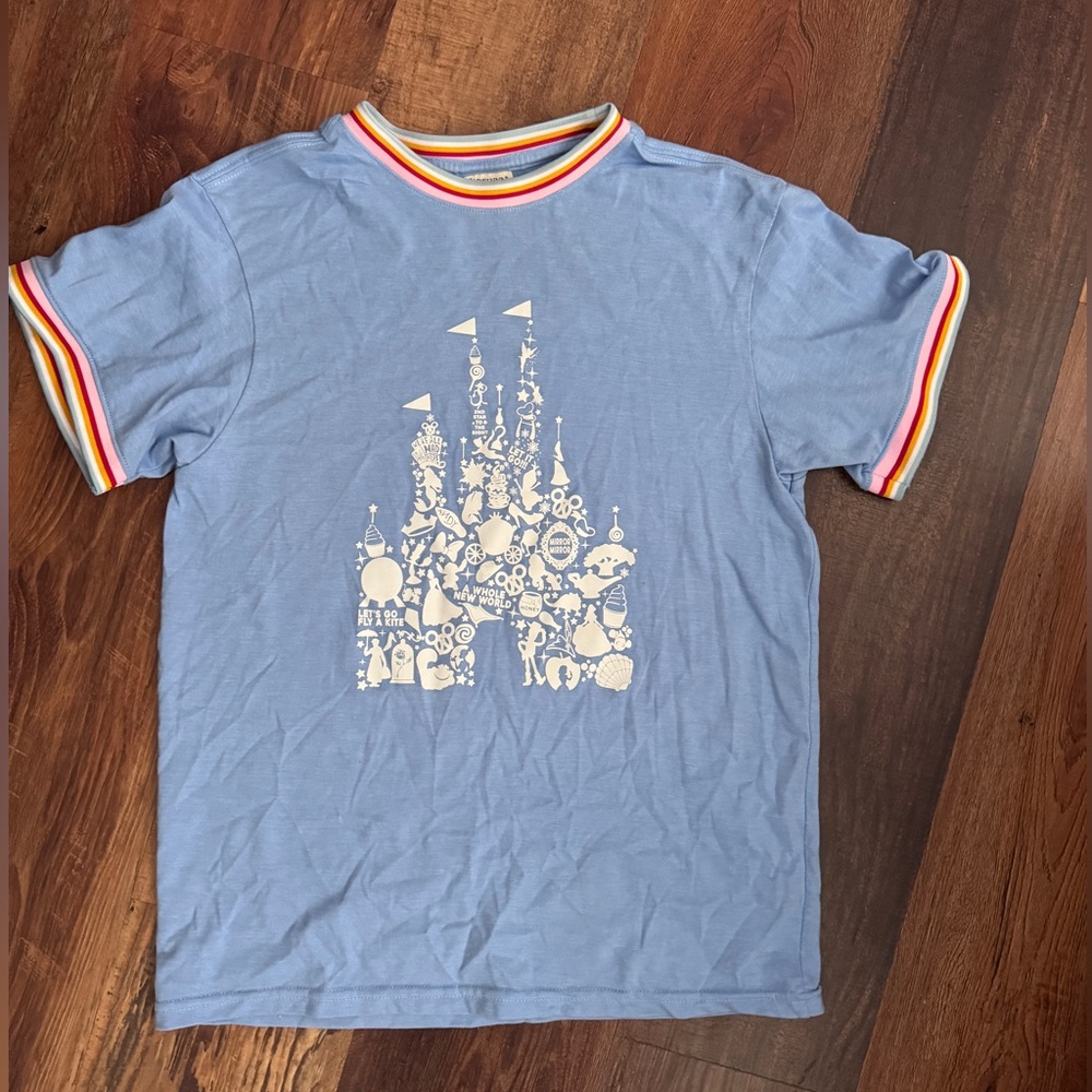 Jadelynn Brooke Light Blue Tee with Striped Accents